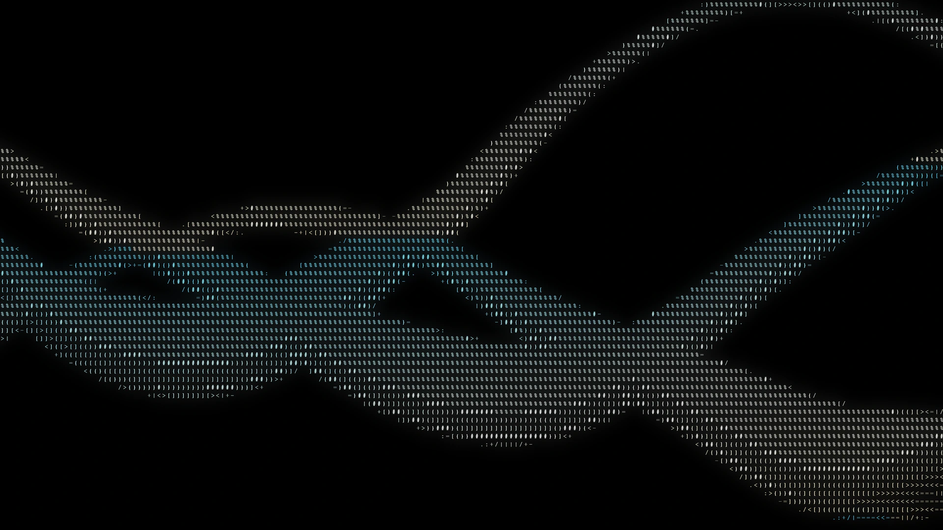 Cream and cyan ASCII ribbons rendered in Sonachrome